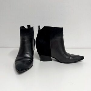 Sigerson Morrison Aerial Pointed Toe Black Leather Suede Boots Size  6.5